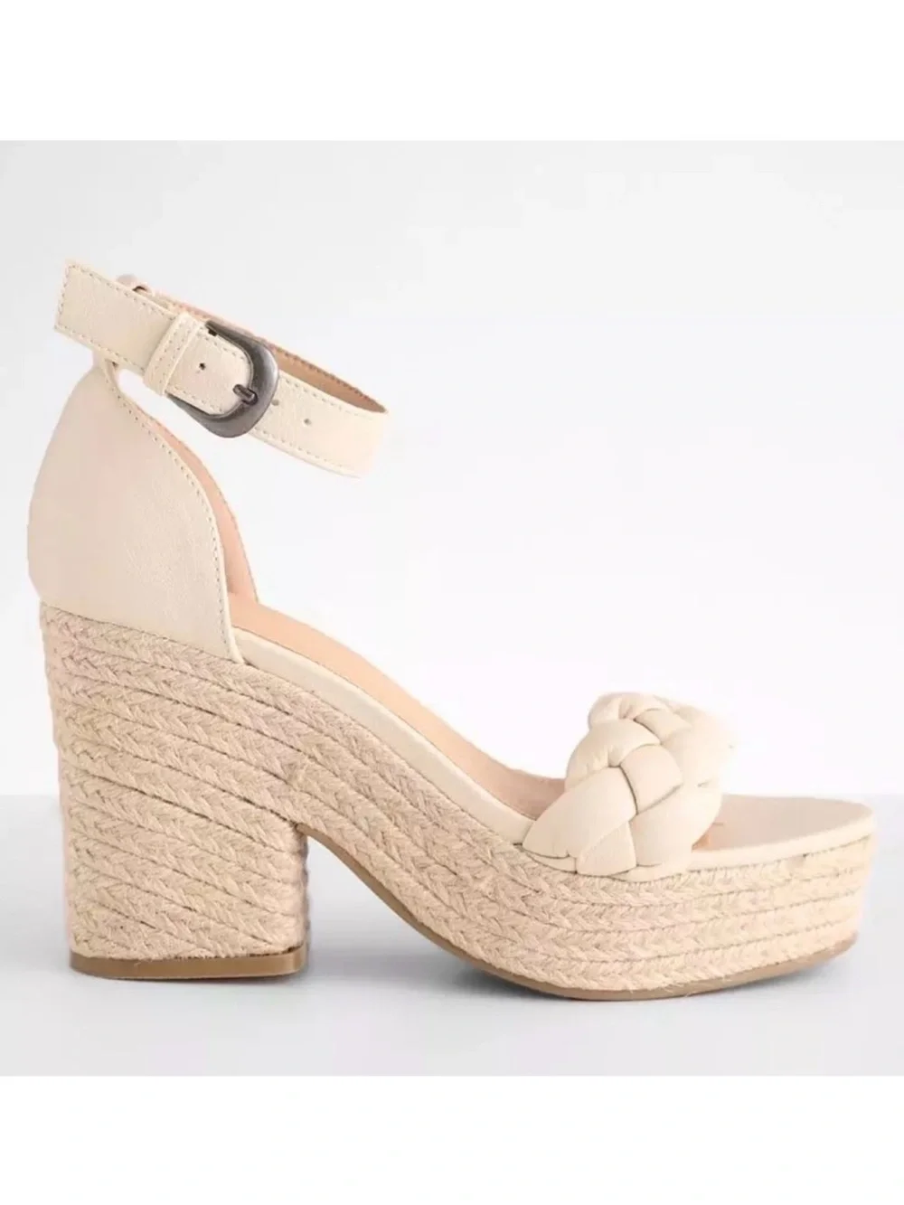 Oasis Society Braided Cream Espadrille Wedge Sandals 10 NWOT